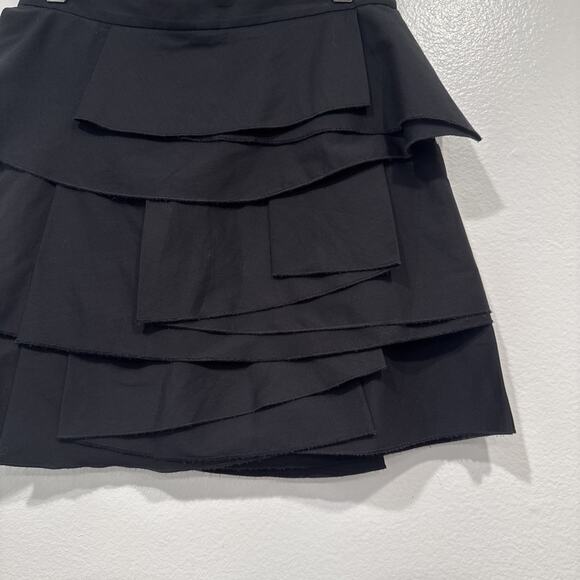 BCBG Maxazria Layered Mini Skirt Women’s Size 0 Black Tiered Y2K Look Boho Arsty - Picture 3 of 7